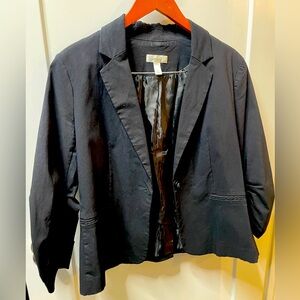 Black stretchy blazer rushed 3/4 sleeve Dressbarn